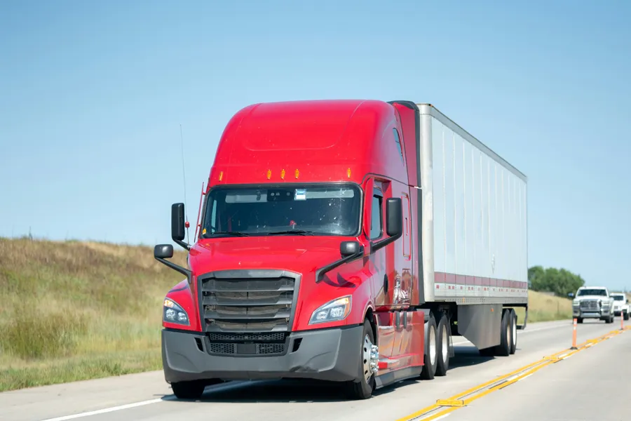 Semi truck driving on highway